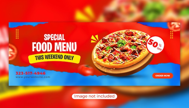 Modello di post di copertina di facebook e instagram per la vendita di pizza speciale sui social