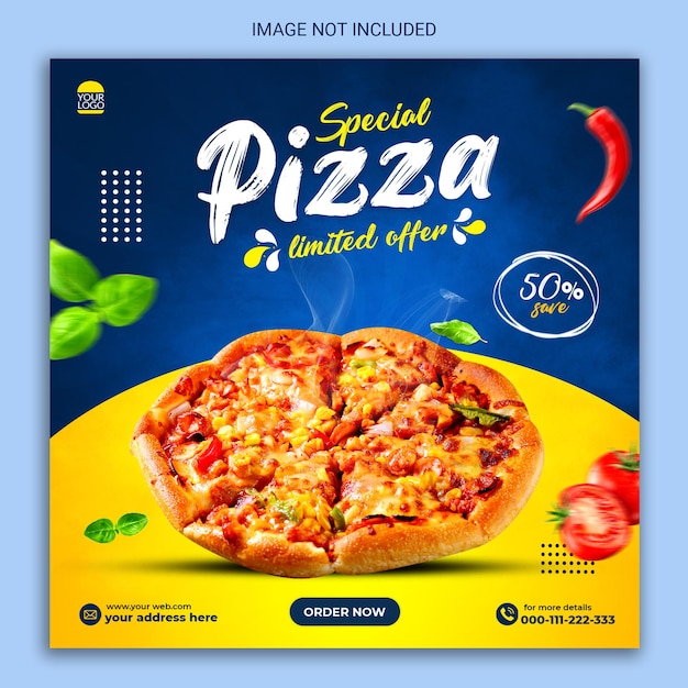 Modello di post sui social media per pizza speciale