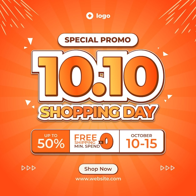 PSD special promo 10 10 shopping days on orange gradient background