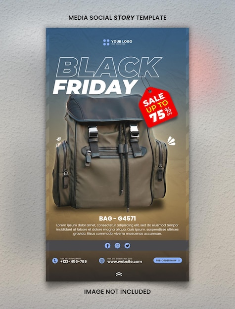 Promo speciale black friday sale bag media modello di post di storia sociale