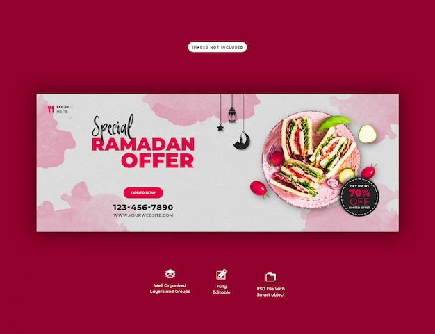 Modello di banner di cibo speciale ramadan premium psd