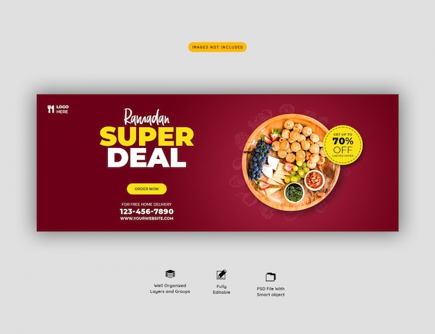 Modello di banner cibo speciale ramadan