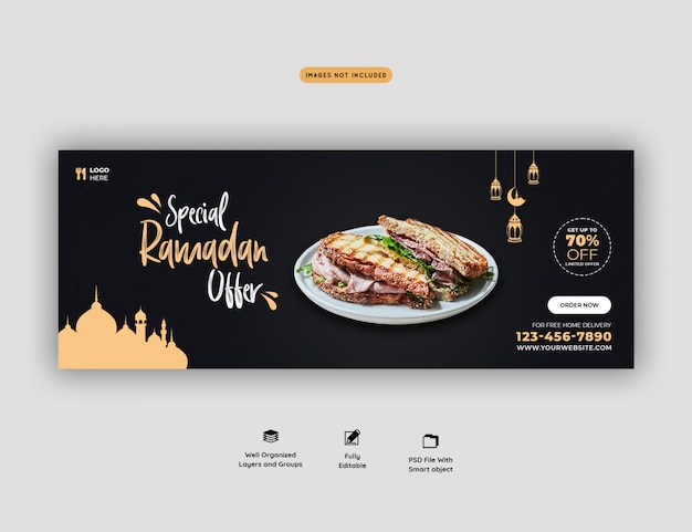 Modello di banner cibo speciale ramadan