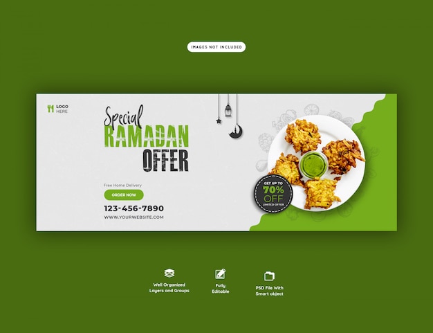 Modello di banner cibo speciale ramadan