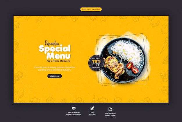 PSD special ramadan food landing page template