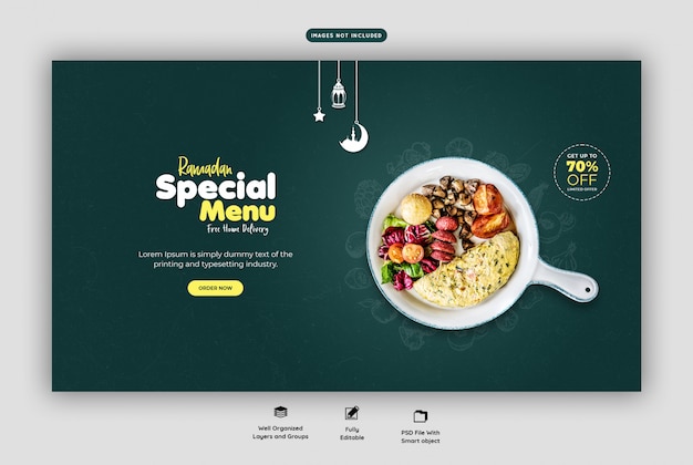 PSD special ramadan food landing page template