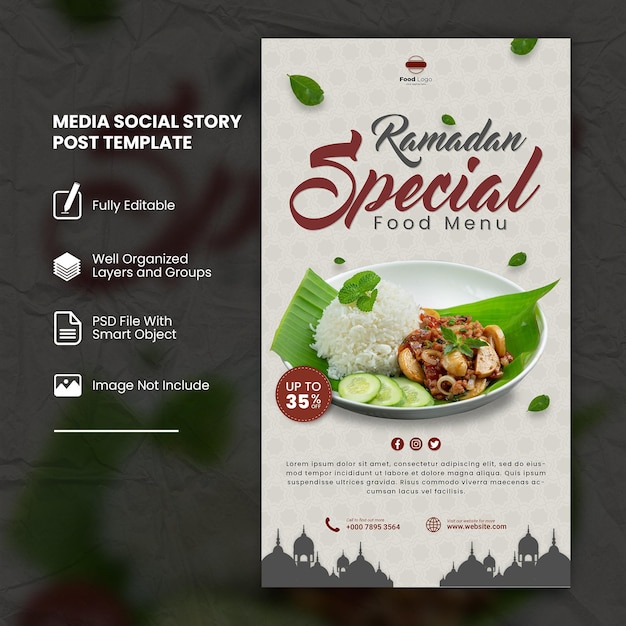 Special Ramadan Food Menu Media Social Story Post Template