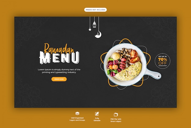 Modello di banner web cibo speciale ramadan premium psd