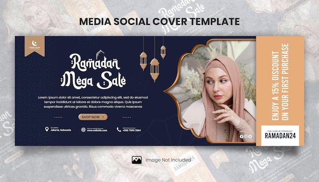 PSD modello di copertina sociale per la vendita speciale di hijab per il ramadan