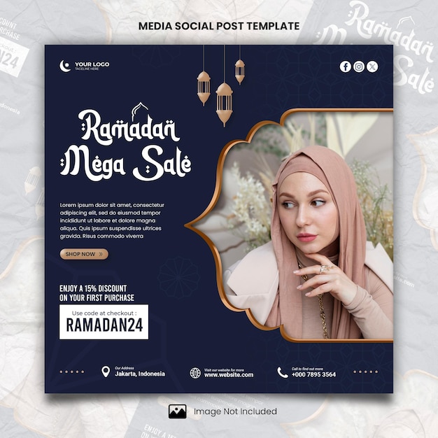 PSD modello di post sociale speciale per la vendita di hijab di ramadan