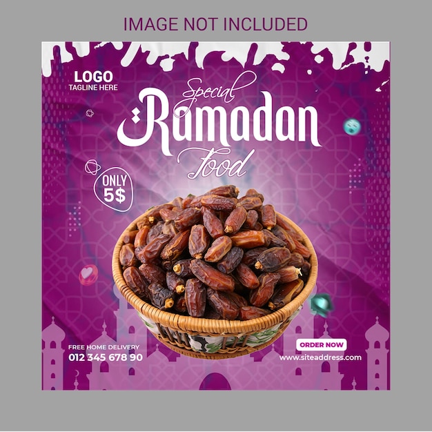 Special ramadan iftar food social media instagram post design