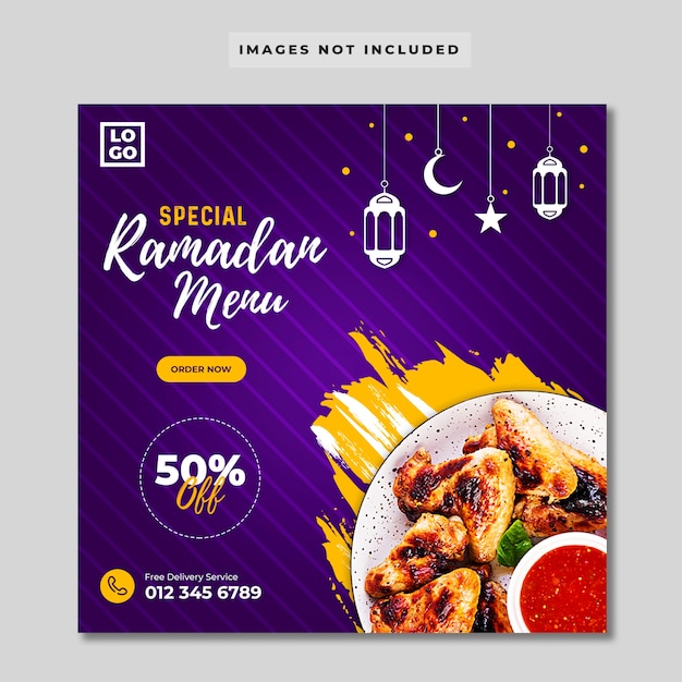 PSD banner di social media speciali ramadan menu