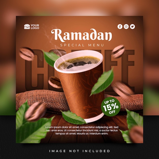 Special ramadan sale coffee social media promotion and instagram banner post template