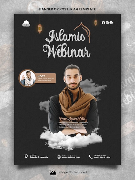 PSD poster speciale per il webinar del ramadan a4 o modello di banner