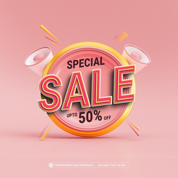 PSD special sale offer 3d banner for promotion