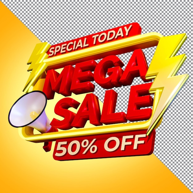 Special today mega sale promotion 3d rendering