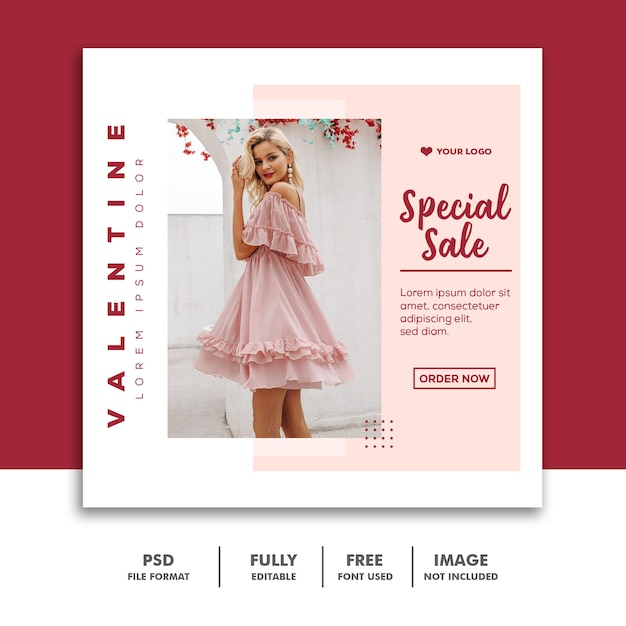 PSD ソーシャルメディアポストの特別なバレンタインセール