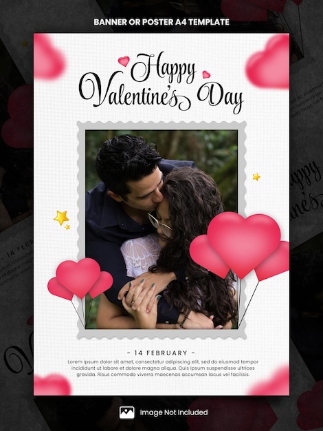 Poster speciale di auguri di san valentino a4 o modello banner