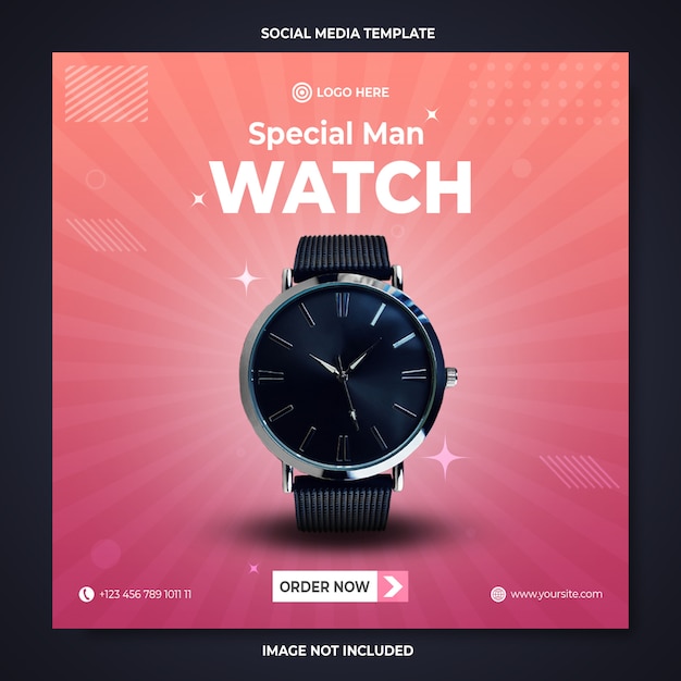 PSD special watch collection promotion social media banner template