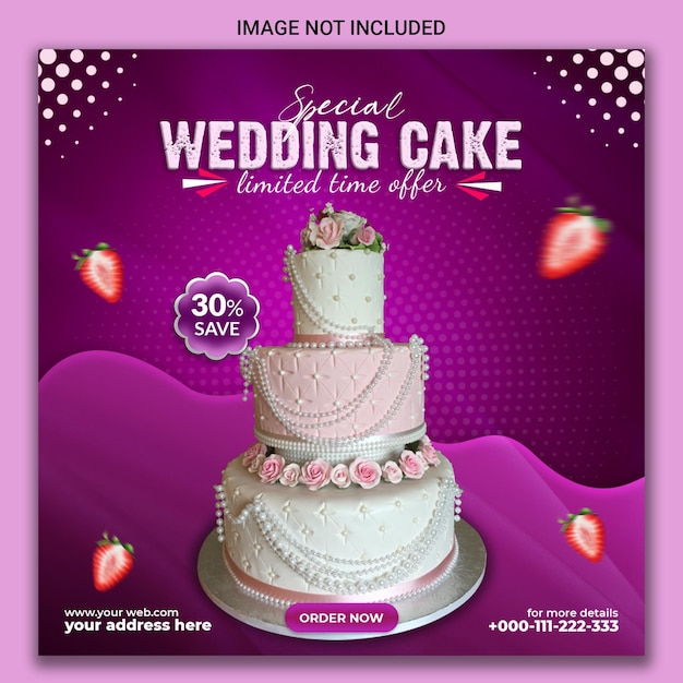 специальный свадебный торт шаблон баннера в социальных сетях
