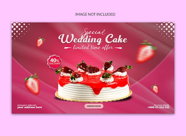 Специальный дизайн веб-баннера в социальных сетях свадебного торта.