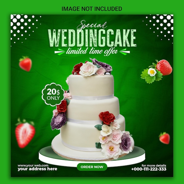 特別なweddingcakeソーシャルメディア投稿バナーテンプレート