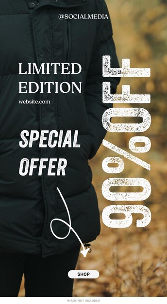 PSD speciale aanbieding 90 off black jacket fashion sale sociale media instagram stories sjabloon psd ontwerp