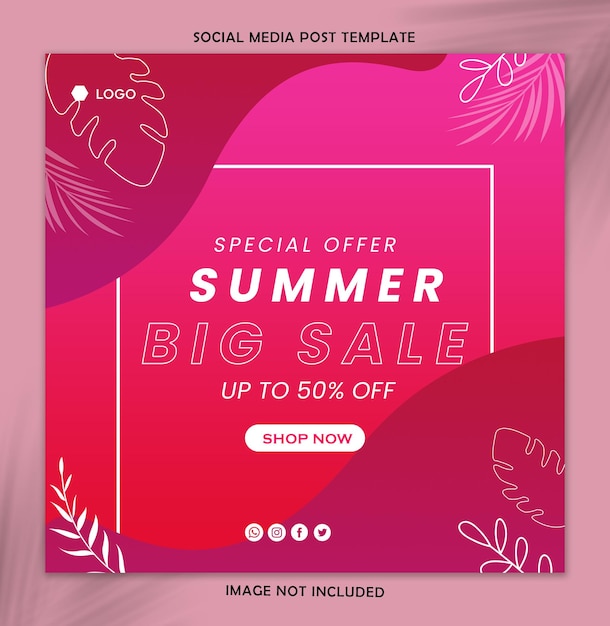 Speciale aanbieding grote zomeruitverkoop tot 50 procent korting nu winkelen social media post stock illustratie