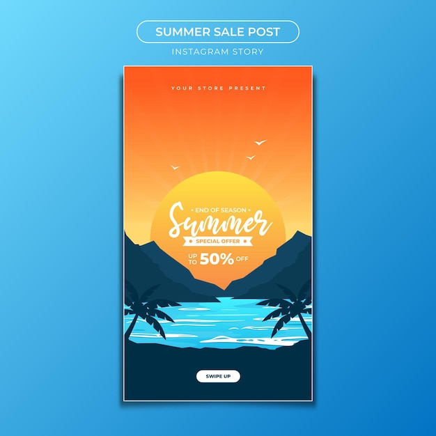 Speciale aanbieding met summer sale illustratie instagram-verhaal