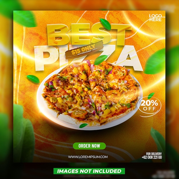 Speciale best pizza-menupromotie flyer voor sociale media of instagram-postsjabloon