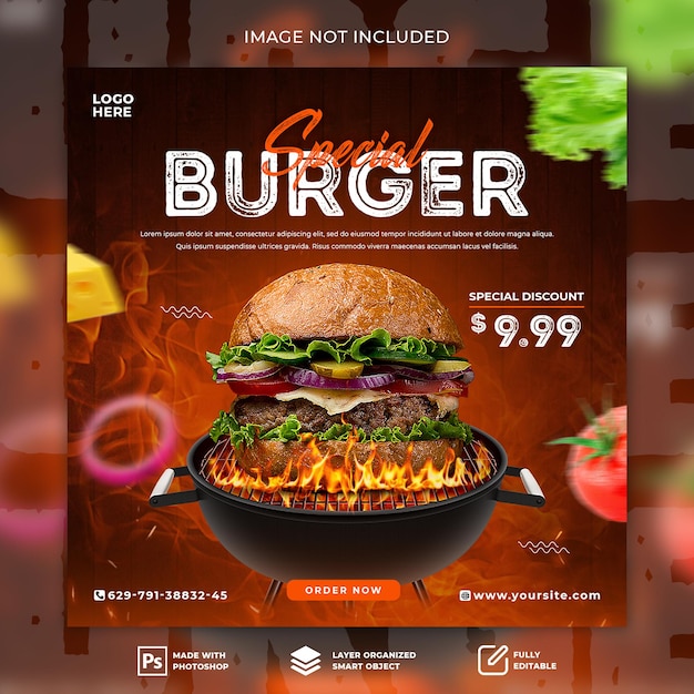 Speciale burgerbanner social media post instagram premium psd-sjabloon