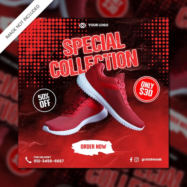 Speciale collectie sportschoenen social media sjabloon