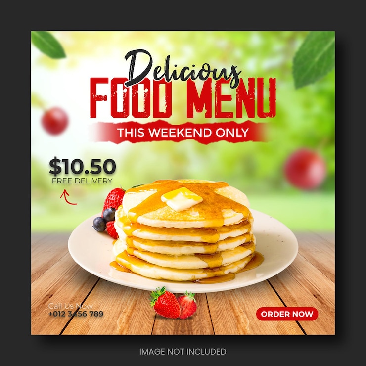 Speciale Delicious food menu-promotie social media post-bannersjabloon