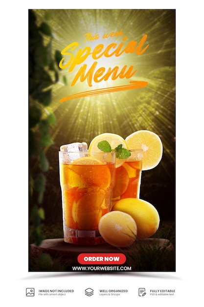 Speciale drank menu promotie banner sjabloon