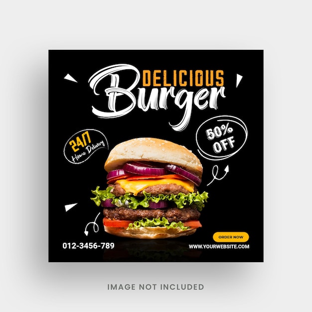 Speciale fast food heerlijke burger menu social media post banner template design