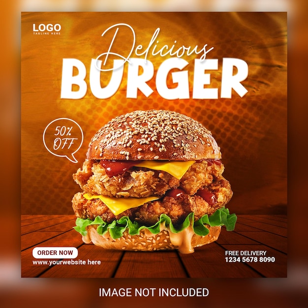 Speciale hamburger fastfood sociale media promotie en instagram banner post ontwerpsjabloon