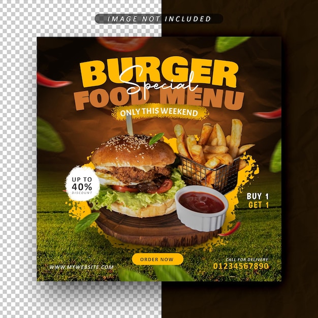 Speciale hamburger menu social media banner post ontwerpsjabloon