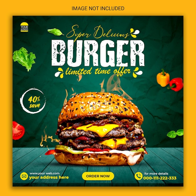 Speciale hamburger social media post banner sjabloonontwerp