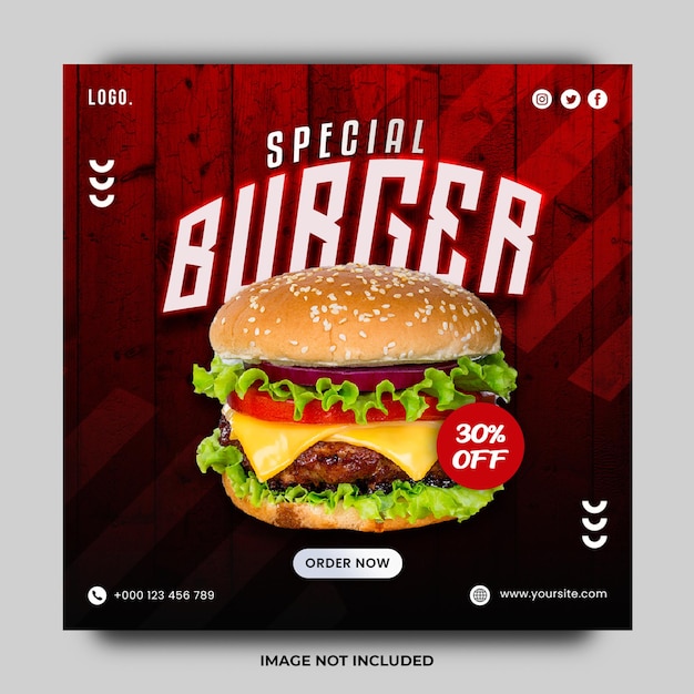 Speciale hamburger social media postsjabloon