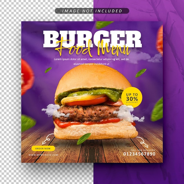 Speciale hamburgermenu social media promotie post-feed bannersjabloon