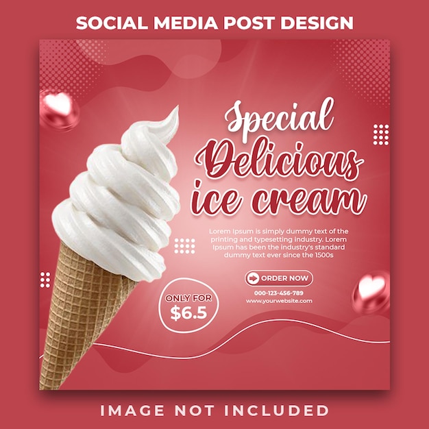 Speciale heerlijke ijs social media banner post ontwerpsjabloon