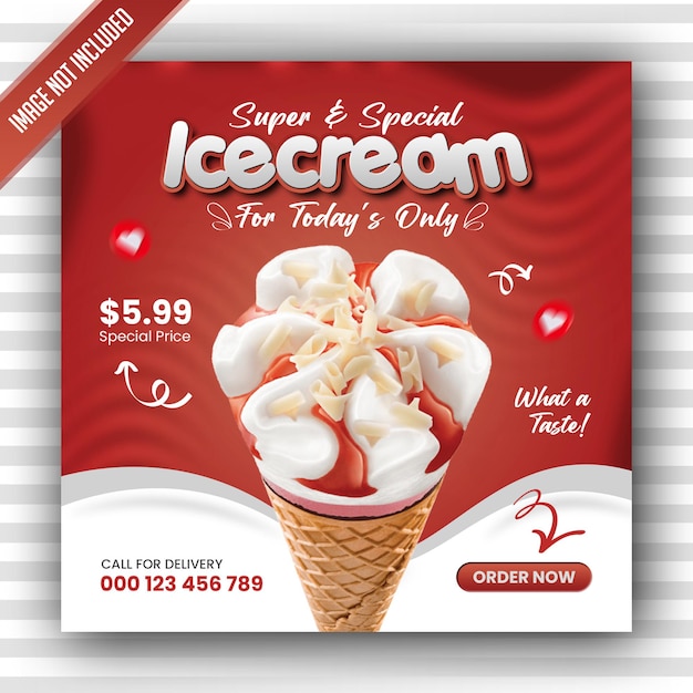 Speciale heerlijke ijs social media instagram post banner ontwerpsjabloon