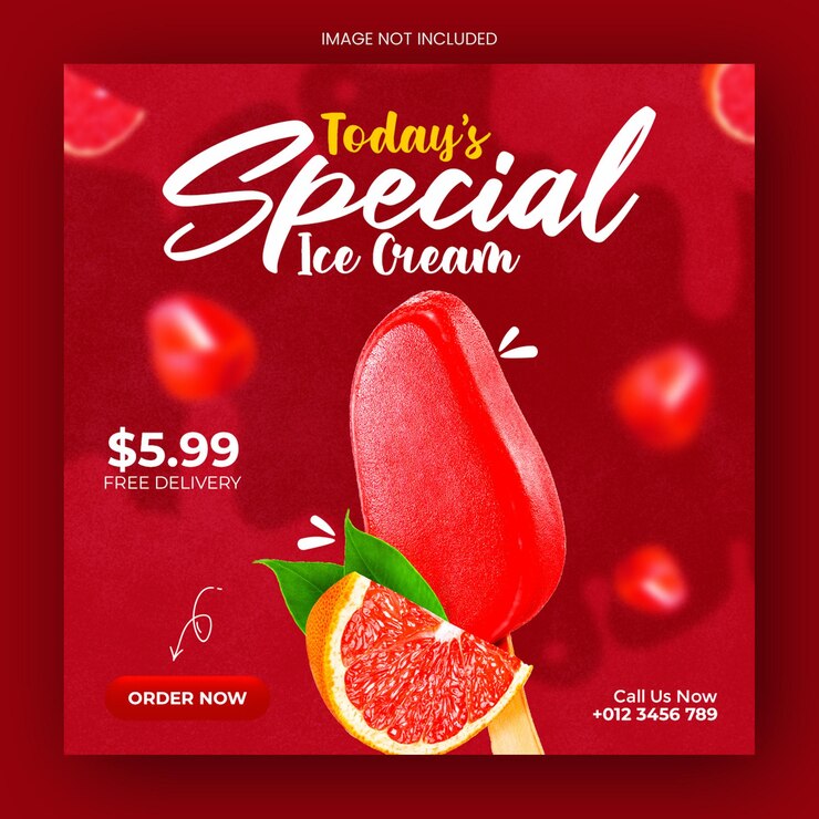 Speciale heerlijke ijs social media Instagram post banner ontwerpsjabloon