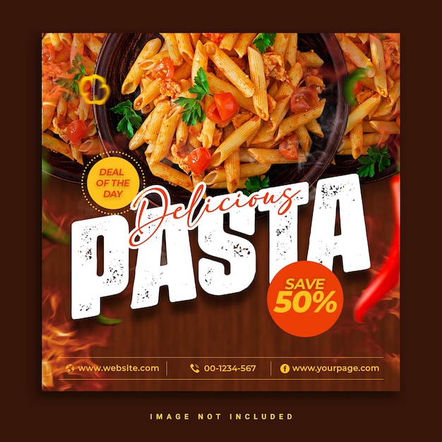 Speciale heerlijke pastamaaltijd sociale media banner instagram postsjabloon psd
