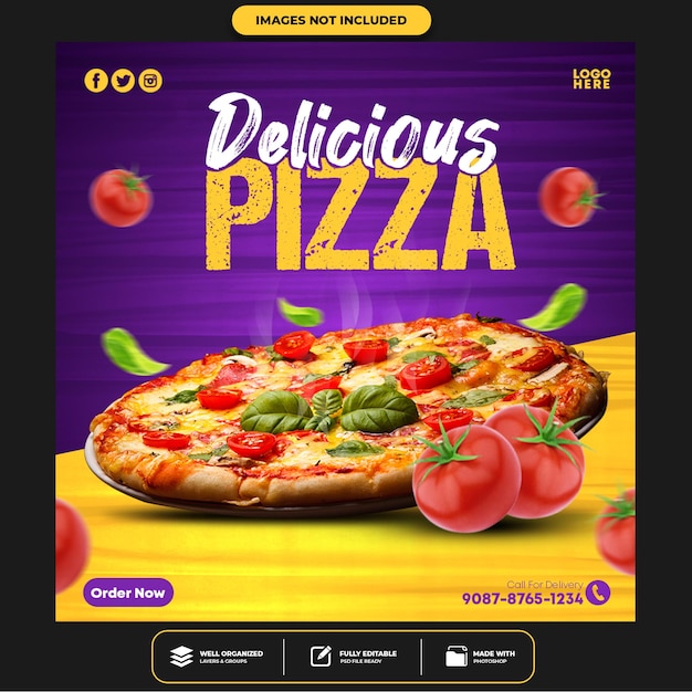 Speciale heerlijke pizza sociale media post sjabloon voor spandoek