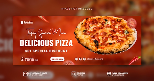 PSD speciale hete pittige pizza-menupromotie facebook-omslagbannersjabloon premium psd