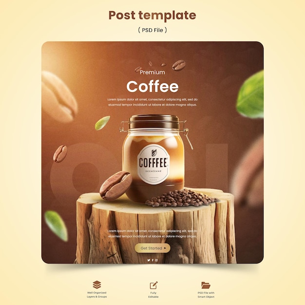 PSD speciale koffie menu verkoop promotie web banner of instagram banner sjabloon