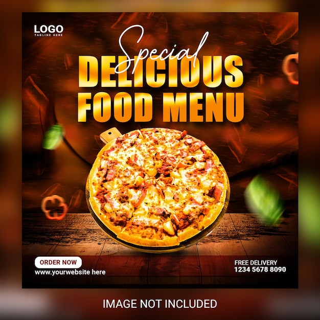 Speciale pizza fastfood sociale media promotie en instagram banner post ontwerpsjabloon