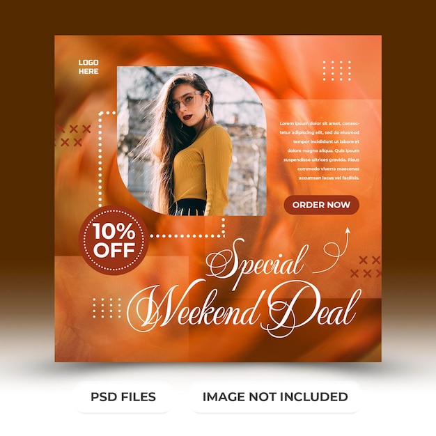 Speciale promotie voor weekendverkoop social media postsjabloon premium psd