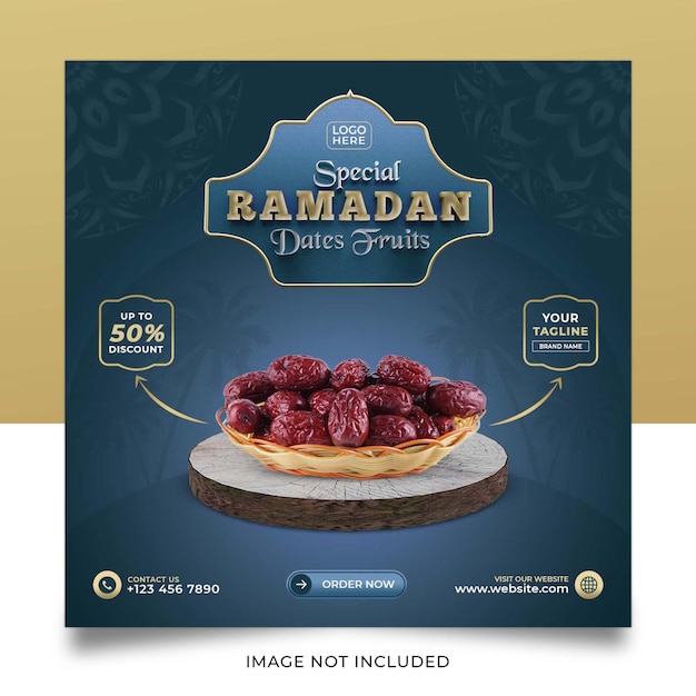 Speciale ramadan-datums fruit social media post template banner design